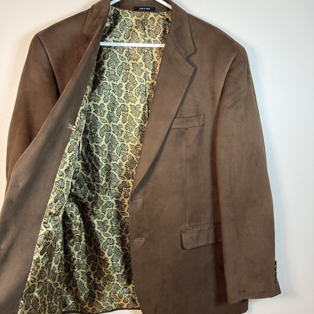 Lauren Ralph Lauren Blazer Men's‎ 43R Brown Suede Look Paisley Lining Sport Coat - Picture 4 of 10